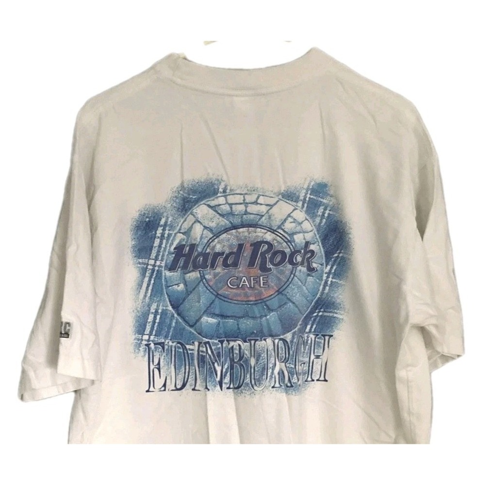 Vtg Hard Rock Cafe Edinburgh Shirt Mens XL White Heavy Tee Graphic Logo